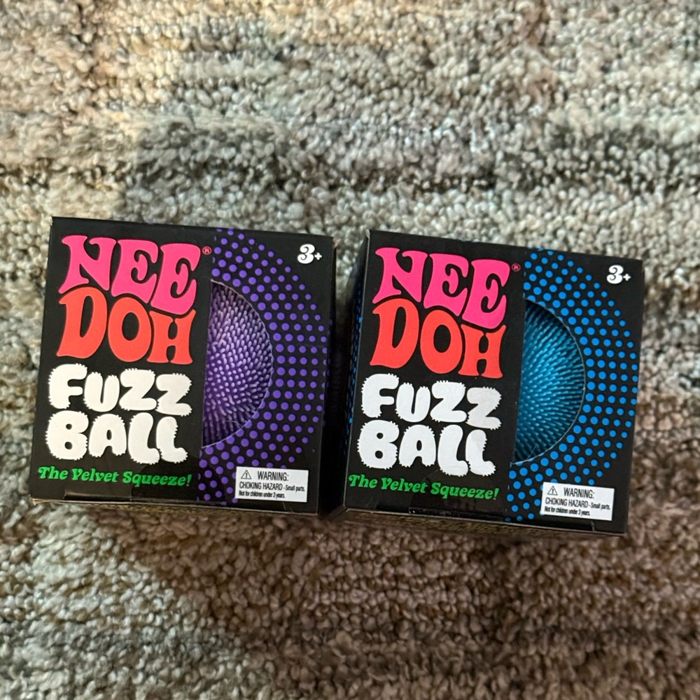 Nee Doh Fuzz Ball Velvet Squeeze Purple and Blue (pack of 2)